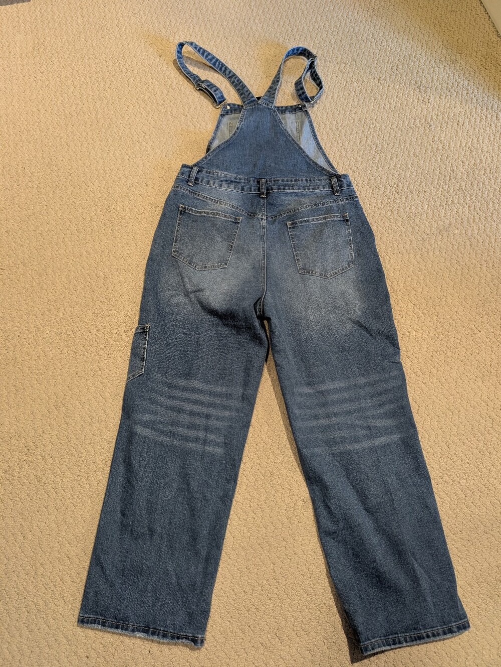 Flamingals Multi Pocket Mid Waist Straight Leg Overalls NWT Women's Medium - Picture 7 of 10